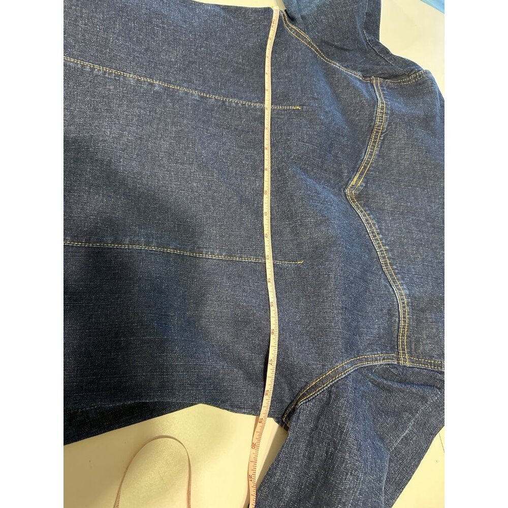 Denim Duster Western Style Jacket Leather Laces Festival Boho Blue Sz M Womens - Picture 5 of 6